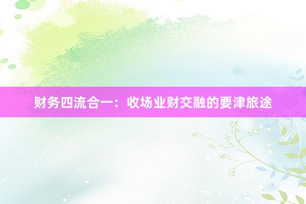 财务四流合一：收场业财交融的要津旅途